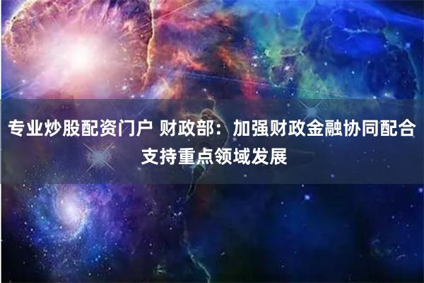 专业炒股配资门户 财政部：加强财政金融协同配合 支持重点领域发展