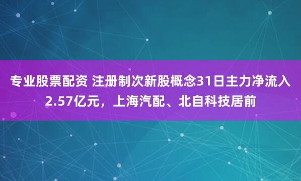 专业股票配资 注册制次新股概念31日主力净流入2.57亿元，上海汽配、北自科技居前
